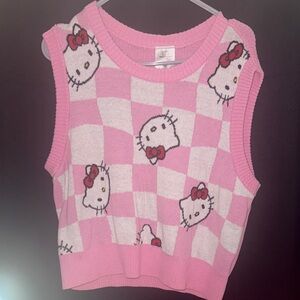 Hello Kitty Pink and White Checkered Sweater Vest